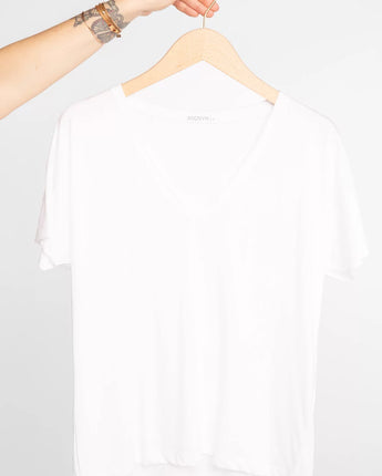 Societe Anonym • Esmee Short Sleeve V-Neck T-Shirt • White Flamme