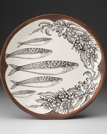 Laura Zindel Small Round Platter • Sardines in Brown
