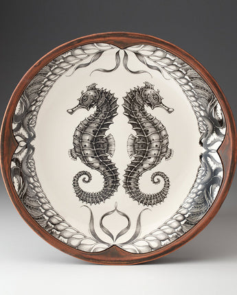 Laura Zindel Small Round Platter • Seahorse in Brown