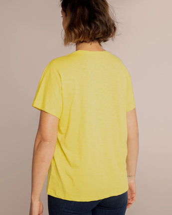 Societe Anonym • Esmee Short Sleeve V-Neck T-Shirt • Citrus Flamme