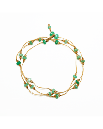 Sharing • Tibetan Loopy Duo - Chrysoprase Champagne Bracelet/Necklace