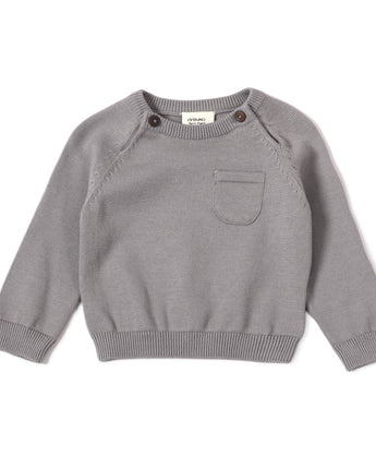 Viverano Organics Milan Raglan Sweater Knit Baby Pullover in Grey