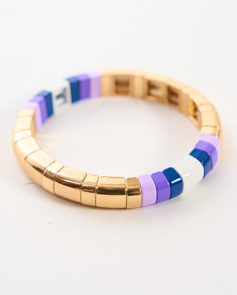 Daily Candy by Malibu Sugar Gold & Enamel Tile Bracelet in Lavender/Purple