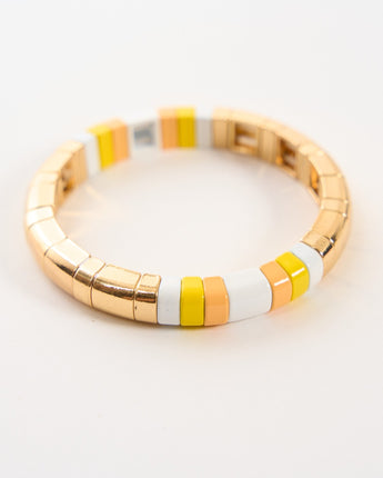 Daily Candy by Malibu Sugar Gold & Enamel Tile Bracelet in Golden/Yellow