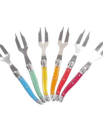 Jean Neron Laguiole Mini Rainbow Cheese Forks • 6 Colors