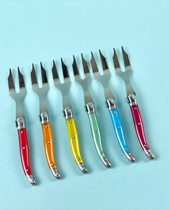 Jean Neron Laguiole Mini Rainbow Cheese Forks • 6 Colors