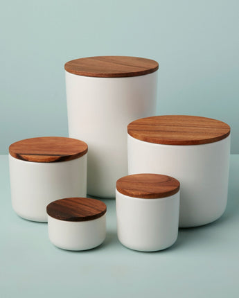 Be Home Decor Brampton Stoneware Canisters in White • Multiple Sizes