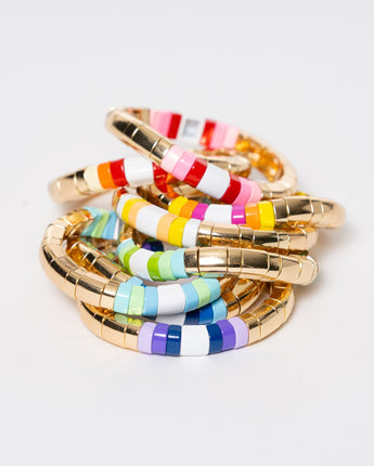 Daily Candy by Malibu Sugar Gold & Enamel Tile Bracelet in Royal/Navy