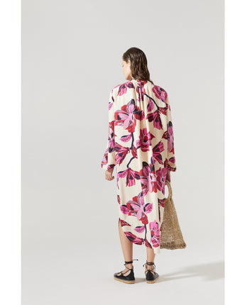 Lanhtropy Sake Linen-Tencel Dress • Hibiscus