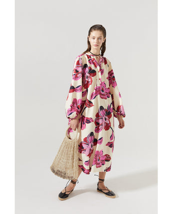 Lanhtropy Sake Linen-Tencel Dress • Hibiscus