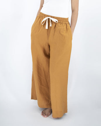 Sunday Morning Ava Wide Leg Linen Pant in Clay