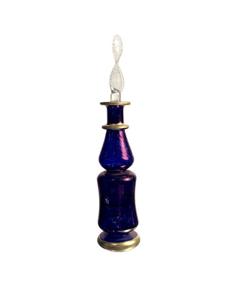Vintage Mini Egyptian Glass Bottle • #9, Ink Blue with Gold Trim