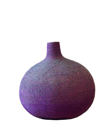 STORE PICKUP ONLY • African Beaded Vase, Purple