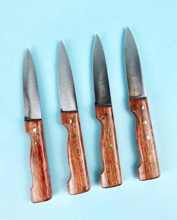 Au Nain Boucher Rosewood Steak Knives in Leather Pouch (set of 4)