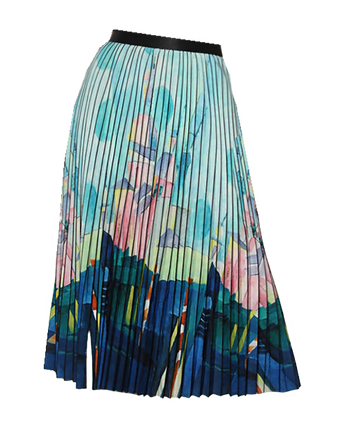 Zero Degrees Celsius Abstract Colorful Pleated Skirt