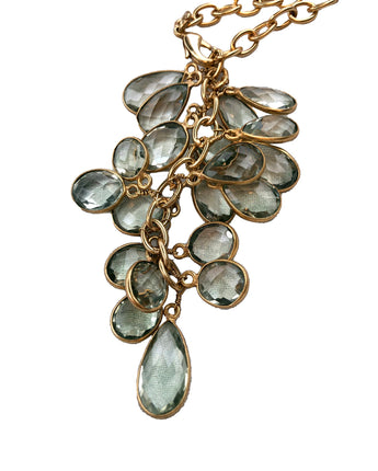 Marie Eiffel Drop Crystal Necklace in Green
