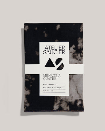 Atelier Saucier Dinner Napkins in After Dark Linen, Set of 4