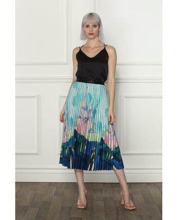 Zero Degrees Celsius Abstract Colorful Pleated Skirt