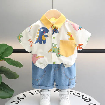 MiniOlie• Baby 2-Piece Dinosaur Denim Set