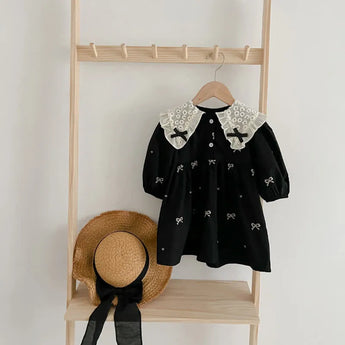 MiniOlie • Toddler Black Bows Embroidered Dress