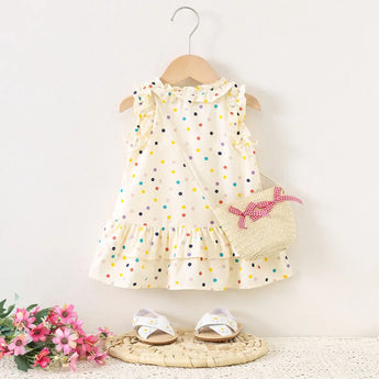 MiniOlie • Baby Multicolor Dots Sleeveless Dress with Bag
