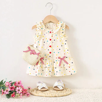 MiniOlie • Baby Multicolor Dots Sleeveless Dress with Bag