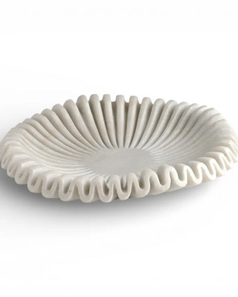 White Marble Ruffled Bowl