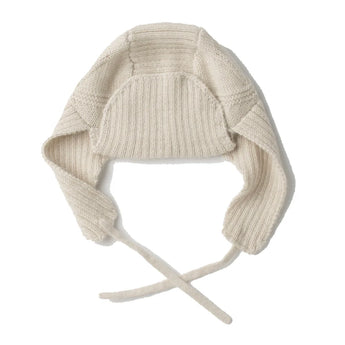 Tane Organics Baby Alpaca Aviator Hat • Soft White