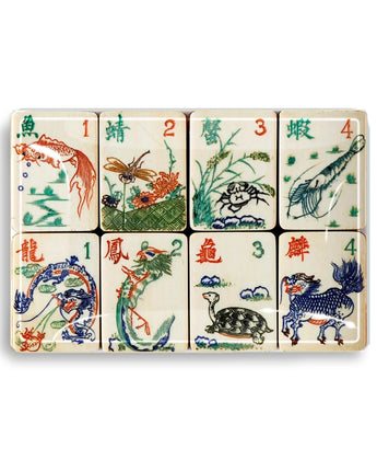 Mahjong Decoupage Glass Tray