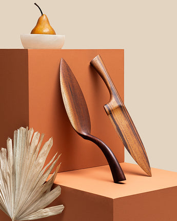 Wooden Server & Large Knife Set