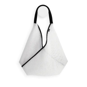 in•zu Bevel Hobo Bag • white mesh with black