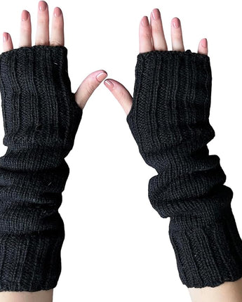 Alpaca Fingerless Long Fleece Lined Gloves