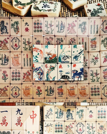 Mahjong Decoupage Glass Tray
