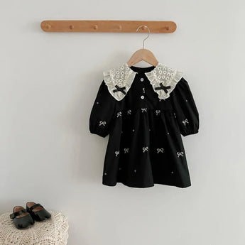 MiniOlie • Toddler Black Bows Embroidered Dress