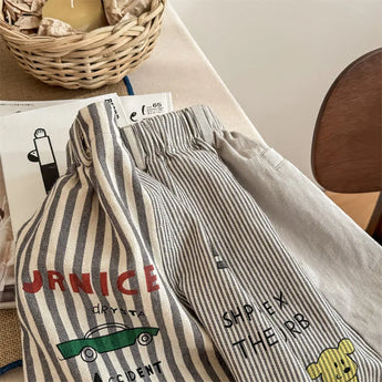MiniOlie • Toddler Vertical Striped Car Loose Pants