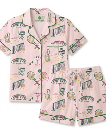Sunday Funday Tennis Short Sleeved Pajama Set