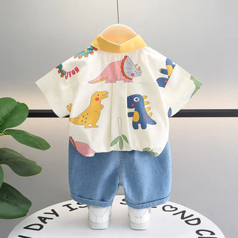 MiniOlie• Baby 2-Piece Dinosaur Denim Set