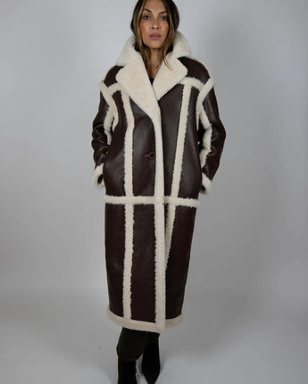 Faux Leather and Shearling Trench