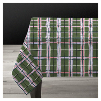 Avenida Home Large Plaid Green Tablecloth
