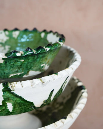 Tamegroute x Puglia Splatter Jagged Edge Pedestal Fruit Bowl