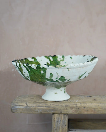 Tamegroute x Puglia Splatter Jagged Edge Pedestal Fruit Bowl