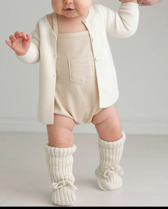 Tane Organics Organic Cotton Booties with Ties • Graphite