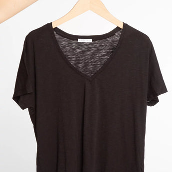 Societe Anonym • Esmee Short Sleeve V-Neck T-Shirt • Black Flamme