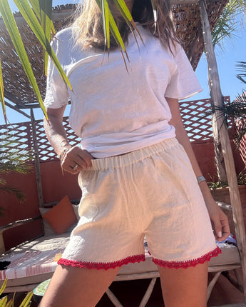 Linen Shorts with Crochet