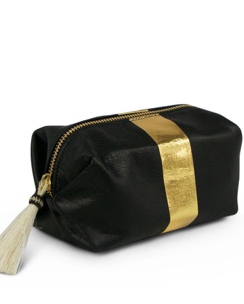 Kempton Leather Cosmetic Case- Gold Stripe