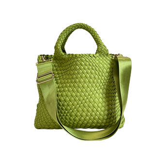 Ahdorned Lily Woven Neoprene Tote with Pouch in Chartreuse