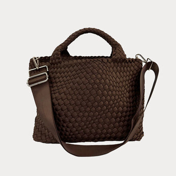 Ahdorned Lily Woven Neoprene Tote with Pouch • Chocolate