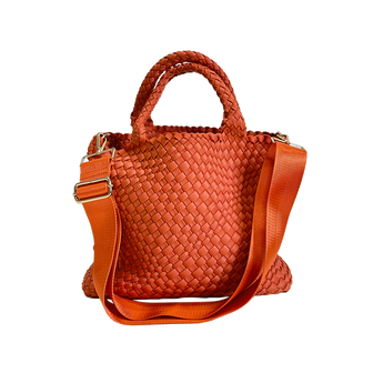 Ahdorned Lily Woven Neoprene Tote with Pouch in Pumpkin
