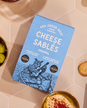 Pea Green Boat Cheese Sables with Chili