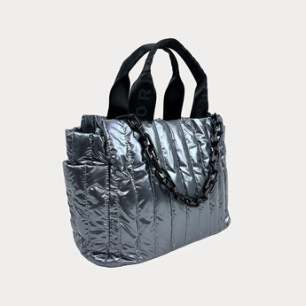 Ahdorned Rosie Quilted Nylon Tote • Pewter